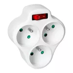 Rozgałęźnik 3x2P+Z z wyłącznikiem, biały
