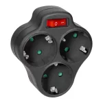 Rozgałęźnik 3x2P+Z, Schuko, z wyłącznikiem, biały