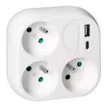 Rozgałęźnik 3x2P+Z z ładowarką USB-A+C, 15,5 W, biały