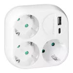 Rozgałęźnik 3x2P+Z, Schuko, z ładowarką USB-A+C, 15,5 W, biały