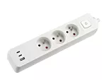 Przedłużacz PUSH P-301W/PD-20W 3+0 1,5m+wyłącznik 1xUSB-A+2xUSB-C biały 3x1mm2