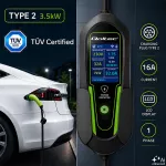 Qoltec Ładowarka do samochodu elektrycznego EV i hybryd z regulacją 2w1 Typ2 | 3.5kW | 230V | SCHUKO 16A | Wi-Fi | Tuya | Smart life | LCD | Certyfikat TÜV | 5m