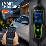 Qoltec Ładowarka do samochodu elektrycznego EV i hybryd z regulacją 2w1 Typ2 | 3.5kW | 230V | SCHUKO 16A | Wi-Fi | Tuya | Smart life | LCD | Certyfikat TÜV | 5m
