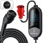 Qoltec Mobilna ładowarka do samochodu elektrycznego EV i hybryd z regulacją 2w1 Typ2 | 7kW | 230V | CEE 32A | LED |  5m