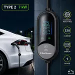 Qoltec Mobilna ładowarka do samochodu elektrycznego EV i hybryd z regulacją 2w1 Typ2 | 7kW | 230V | CEE 32A | LED |  5m