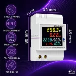 Qoltec Jednofazowy licznik 6w1| miernik zużycia energii na szynę DIN | 230V | 100A | LCD | CT | 3P