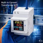 Qoltec Jednofazowy licznik 6w1| miernik zużycia energii na szynę DIN | 230V | 100A | LCD | CT | 3P
