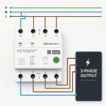 Qoltec Trójfazowy przekaźnik 63A na szynę DIN | 3P+N | Timer | Wi-Fi | Tuya | Smart Life | Amazon Alexa | 4P