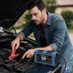 Qoltec Inteligentna ładowarka 12V 6A | Prostownik z funkcją naprawy | MCU | Auto OFF | 9-stopniowe ładowanie | AGM GEL LiFePO4