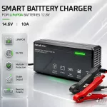 Qoltec Specjalistyczna ładowarka do akumulatora LiFePO4 12V | 10A | PF 0.9 | LED | Inteligentne ładowanie