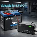 Qoltec Specjalistyczna ładowarka do akumulatora LiFePO4 12V | 10A | PF 0.9 | LED | Inteligentne ładowanie