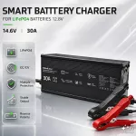 Qoltec Specjalistyczna ładowarka do akumulatora LiFePO4 12V | 30A | PF 0.9 | LED | Inteligentne ładowanie