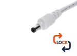 Wtyk DC 5.5x2.1 przewód biały 150cm       22awg z blokadą