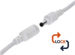 Wtyk DC 5.5x2.1 przewód biały 150cm       22awg z blokadą