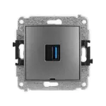 MINI Mechanizm gniazda pojedynczego USB A-A 3.0, bez pola opisowego grafitowy