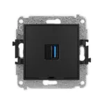 MINI Mechanizm gniazda pojedynczego USB A-A 3.0, bez pola opisowego czarny mat