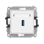 MINI Mechanizm gniazda pojedynczego USB A-A 3.0 biały mat