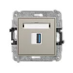 MINI Mechanizm gniazda pojedynczego USB A-A 3.0 taupe