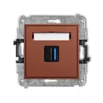 MINI Mechanizm gniazda pojedynczego USB A-A 3.0 terakota