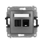 MINI Mechanizm gniazda pojedynczego HDMI 2.0, 4K + gniazda komp. poj. 1xRJ45, kat. 5e, 8-stykowy grafitowy