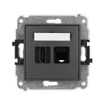 MINI Mechanizm gniazda pojedynczego HDMI 2.0, 4K + gniazda komp. poj. 1xRJ45, kat. 5e, 8-stykowy grafitowy mat