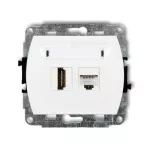 TREND Mechanizm gniazda pojedynczego HDMI 2.0, 4K + gniazda komp. poj. 1xRJ45, kat. 5e, 8-stykowy biały