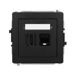 DECO Mechanizm gniazda pojedynczego HDMI 2.0, 4K + gniazda komp. poj. 1xRJ45, kat. 5e, 8-stykowy czarny mat