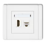 FLEXI Gniazdo pojedyncze HDMI 2.0, 4K + gniazdo komp. poj. 1xRJ45, kat. 5e, 8-stykowe biały