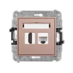 MINI Mechanizm gniazda pojedynczego HDMI 2.0, 4K + gniazda komp. poj. 1xRJ45, kat. 5e, 8-stykowy łososiowy