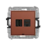 MINI Mechanizm gniazda pojedynczego HDMI 2.0, 4K + gniazda komp. poj. 1xRJ45, kat. 5e, 8-stykowy, bez pola opisowego terakota
