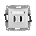 MINI Mechanizm gniazda podwójnego HDMI 2.0, 4K srebrny metalik