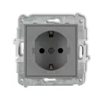 MINI Mechanizm gniazda pojedynczego z uziemieniem SCHUKO 2P+Z (przesłony torów prądowych) szary mat