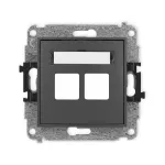 MINI Mechanizm gniazda multimedialnego podwójnego bez modułu (standard Keystone) grafitowy mat