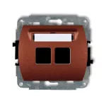 TREND Mechanizm gniazda multimedialnego podwójnego bez modułu (standard Keystone) brązowy metalik