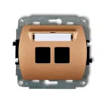 TREND Mechanizm gniazda multimedialnego podwójnego bez modułu (standard Keystone) złoty metalik