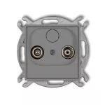 MINI Mechanizm gniazda abonenckiego RTV przelotowego 15dB szary mat