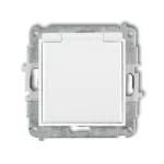 MINI Mechanizm gniazda bryzgoszczelnego z uziemieniem SCHUKO 2P+Z (klapka biała, przesłony torów prądowych) biały