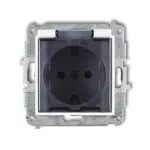 MINI Mechanizm gniazda bryzgoszczelnego z uziemieniem SCHUKO 2P+Z (klapka dymna, przesłony torów prądowych) biały