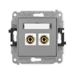 MINI Mechanizm gniazda głośnikowego pojedynczego (typu banan - czerwony i czarny, pozłacany, 4 mm2, do lutowania) szary mat