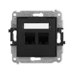 MINI Mechanizm gniazda komputerowego podwójnego 2xRJ45, kat. 6, 8-stykowy czarny mat