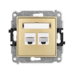 MINI Mechanizm gniazda komputerowego podwójnego 2xRJ45, kat. 6, 8-stykowy złoty