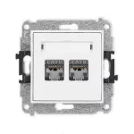 MINI Mechanizm gniazda komputerowego podwójnego 2xRJ45, kat. 6, ekranowany, 8-stykowy biały