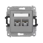 MINI Mechanizm gniazda komputerowego podwójnego 2xRJ45, kat. 6, ekranowany, 8-stykowy szary mat