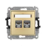 MINI Mechanizm gniazda komputerowego podwójnego 2xRJ45, kat. 6, ekranowany, 8-stykowy złoty