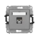 MINI Mechanizm gniazda komputerowego pojedynczego 1xRJ45, kat. 5e, ekranowany, 8-stykowy szary mat