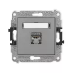MINI Mechanizm gniazda komputerowego pojedynczego 1xRJ45, kat. 6, ekranowany, 8-stykowy szary mat
