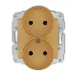 MINI Mechanizm gniazda podwójnego do ramki bez uziemienia 2x2P (bez przesłon torów prądowych) złoty