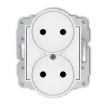 MINI Mechanizm gniazda podwójnego do ramki bez uziemienia 2x2P (przesłony torów prądowych) biały