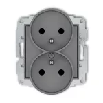 MINI Mechanizm gniazda podwójnego do ramki z uziemieniem 2x(2P+Z) (przesłony torów prądowych) szary mat