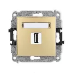MINI Mechanizm gniazda pojedynczego USB A-A 2.0 złoty
